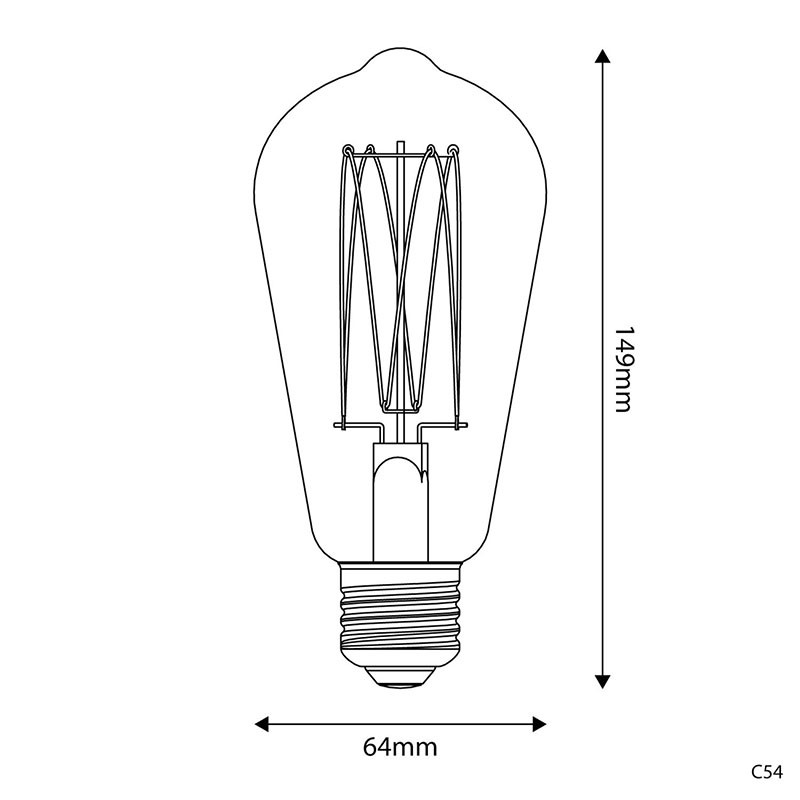 Bursztynowa żarówka LED C-Line Edison ST64 prosty filament E27 7W 2700K 640lm ściemnialna Bebulbs