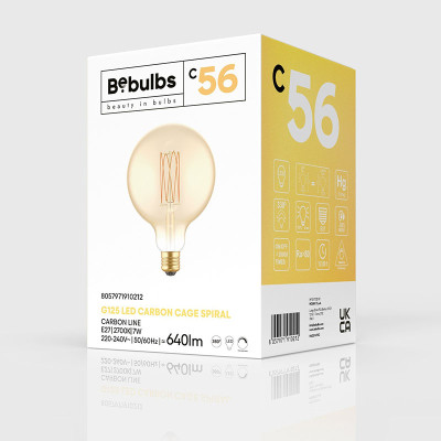 Amber bulb LED C-Line ball G125 filament cage E27 7W 2700K 640lm dimmable Bebulbs