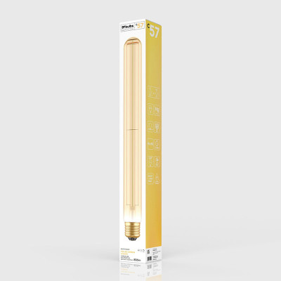 Bursztynowa żarówka LED C-Line tuba T32X300 pionowy filament E27 7W 2700K 806lm ściemnialna Bebulbs