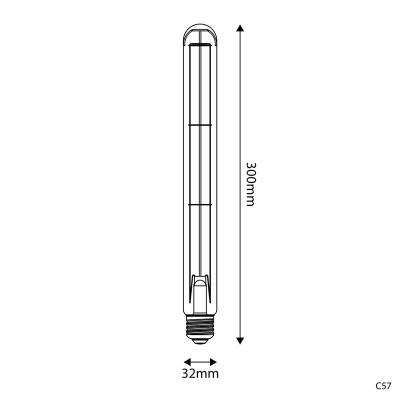 Bursztynowa żarówka LED C-Line tuba T32X300 pionowy filament E27 7W 2700K 806lm ściemnialna Bebulbs