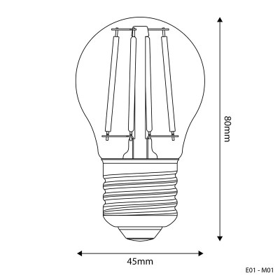 Przezroczysta żarówka LED E-Line kulka G45 E27 4W 2700K 470lm Bebulbs