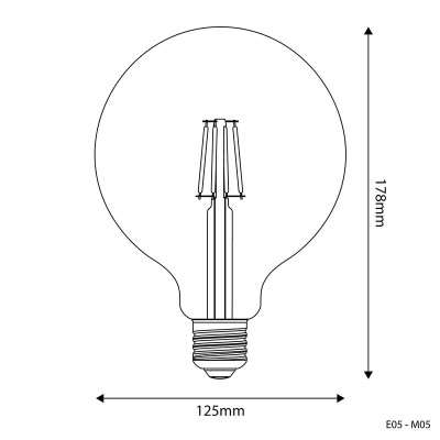 Transparent bulb LED E-Line ball G125 E27 4W 2700K 470lm Bebulbs