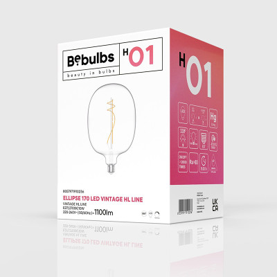 Przezroczysta żarówka LED H-Line Elipse 170 E27 10W 2700K 1100lm ściemnialna Bebulbs