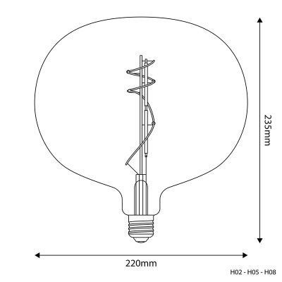 Przezroczysta żarówka LED H-Line Elipse 220 E27 10W 2700K 1100lm ściemnialna Bebulbs