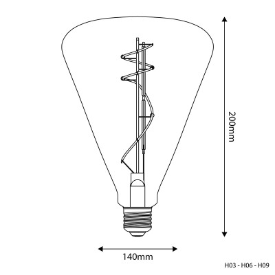 Transparent bulb LED H-Line Cone 140 E27 10W 2700K 1100lm dimmable Bebulbs