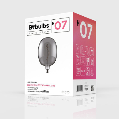 Czarna żarówka LED H-Line Elipse 170 E27 10W 1800K 470m ściemnialna Bebulbs