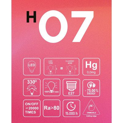 Czarna żarówka LED H-Line Elipse 170 E27 10W 1800K 470m ściemnialna Bebulbs
