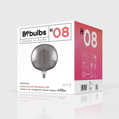 Black bulb LED H-Line Elipse 220 E27 10W 1800K 470lm dimmable Bebulbs