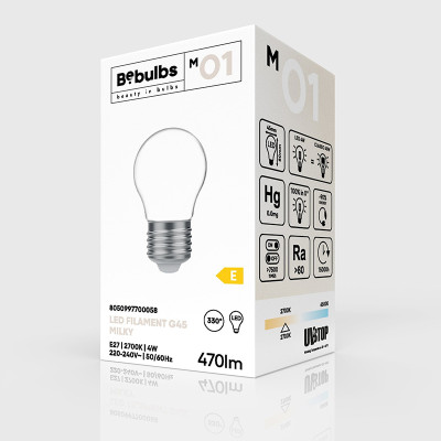Mleczna żarówka LED M-Line kulka G45 E27 4W 2700K 470lm Bebulbs
