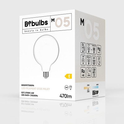 Mleczna żarówka LED M-Line kula G125 E27 4W 2700K 470lm Bebulbs