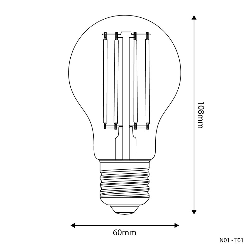 Przezroczysta żarówka LED N-Line klasyczny kształt A60 E27 7W 3500K 806lm ściemnialna Bebulbs