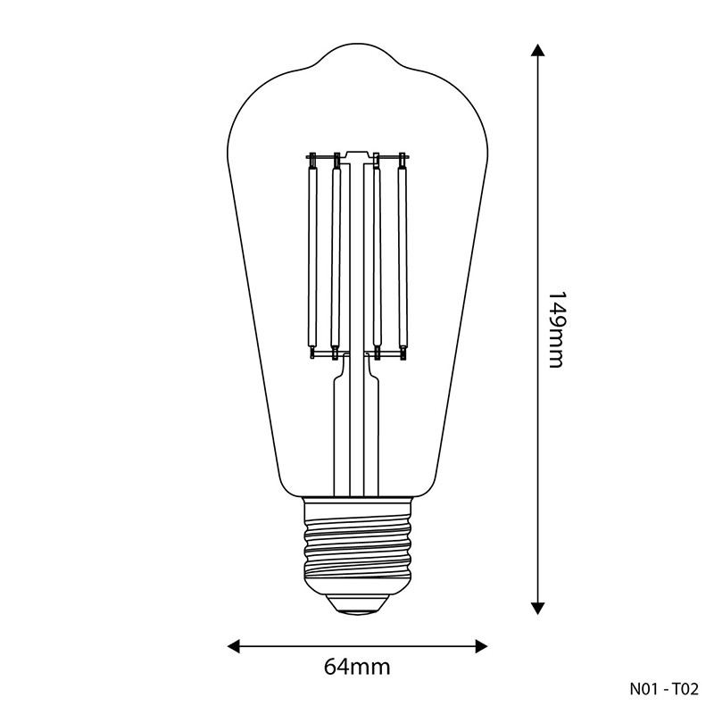 Przezroczysta żarówka LED N-Line Edison ST64 E27 7W 3500K 806lm ściemnialna Bebulbs