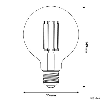 Transparent bulb LED N-Line ball G95 E27 7W 3500K 806lm dimmable Bebulbs