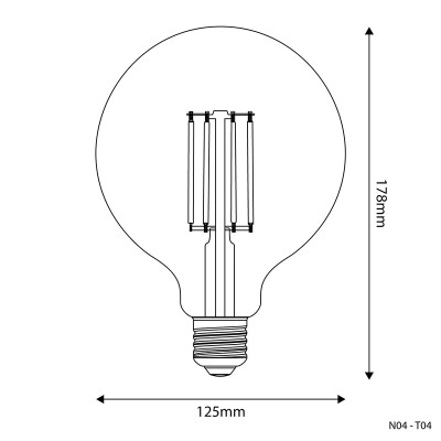 Transparent bulb LED N-Line ball G125 E27 7W 3500K 806lm dimmable Bebulbs