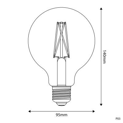 Porcelanowa żarówka LED P-Line kula G95 E27 7W 2700K 640lm ściemnialna Bebulbs