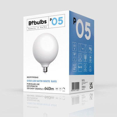 Porcelanowa żarówka LED P-Line kula G150 E27 7W 2700K 640lm ściemnialna Bebulbs