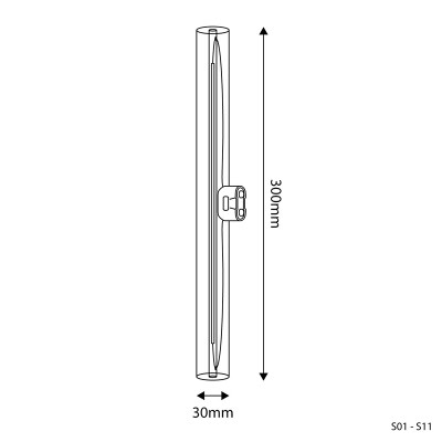 Transparent linear bulb LED 30cm S14d 6W 2700K 520lm dimmable Bebulbs