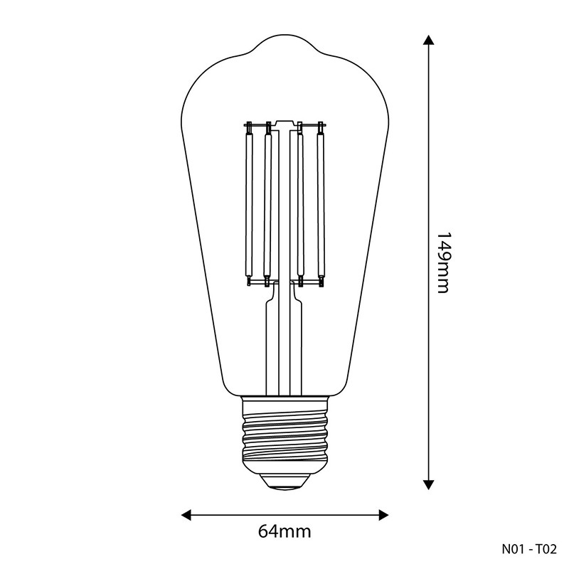 Przezroczysta żarówka LED T-Line Edison ST64 E27 7W 2700K 806lm ściemnialna Bebulbs