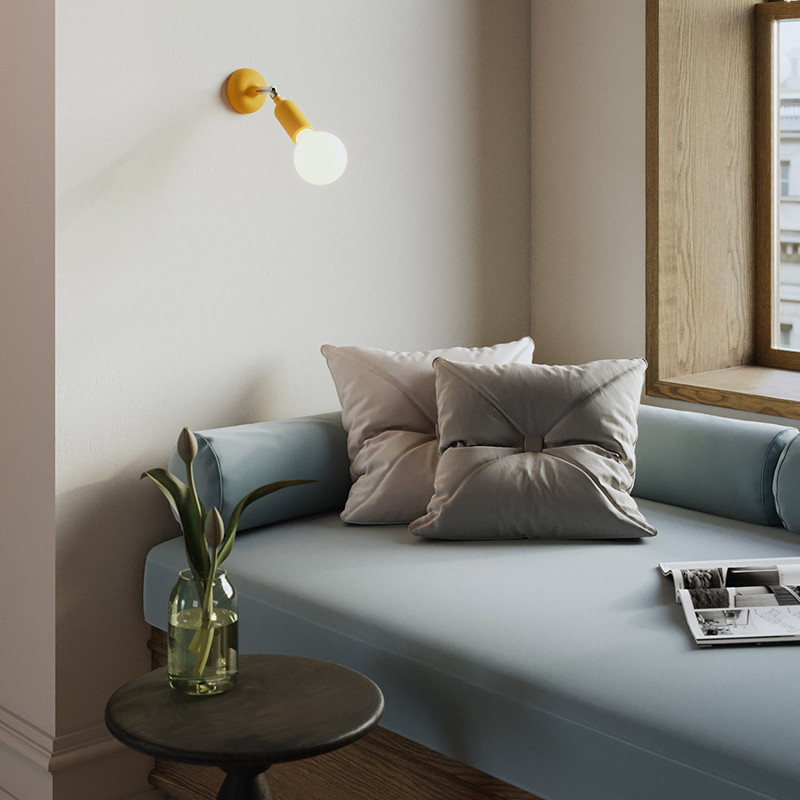 Yellow adjustable Fermaluce wall lamp with integrated switch Creative-Cables