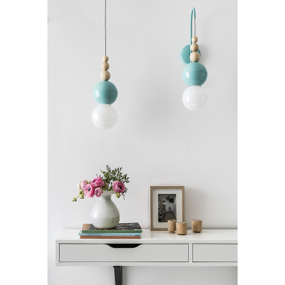 Loft Bala miętowa lampa wisząca KOLOROWE KABLE
