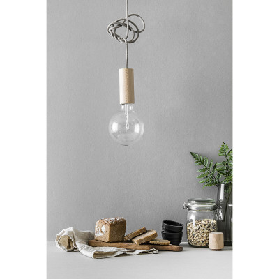 Drewniana lampa Loft Eco Line B lampa wisząca z beżowym przewodem KOLOROWE KABLE
