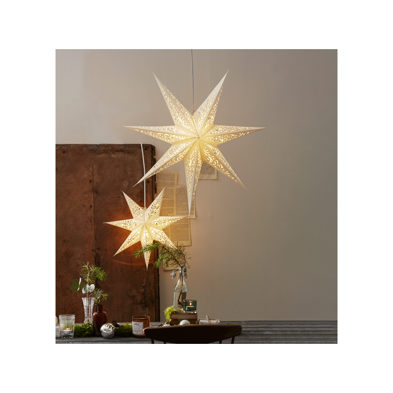Openwork hanging star Lace 80cm white Star Trading
