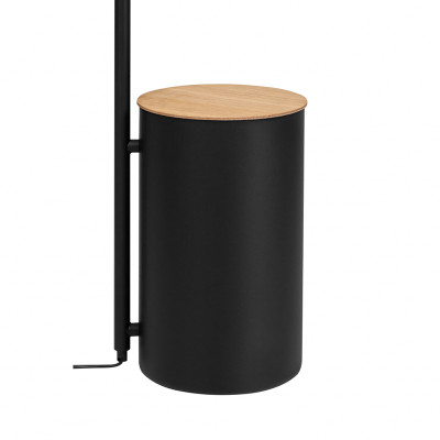 Black Botanica Deco XL Wood floor lamp with pot and oak lid KASPA