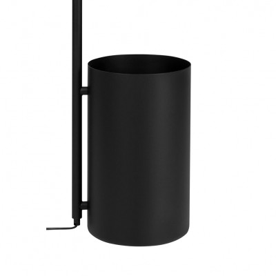 Black Botanica Deco XL Wood floor lamp with pot and oak lid KASPA