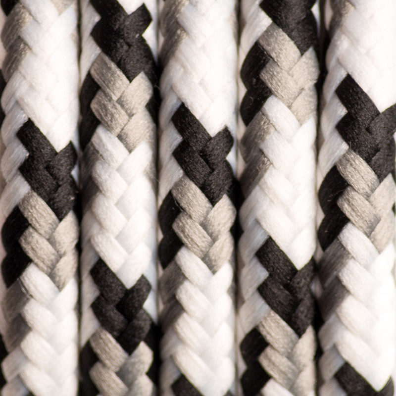 Czarno szaro biały kabel w oplocie poliestrowym 18 brzozowa kora dwużyłowy 2x0.75 Kolorowe Kable