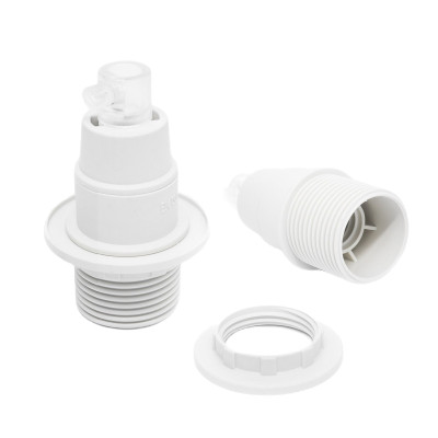White E14 plastic lamp holder with shade ring – Kolorowe Kable