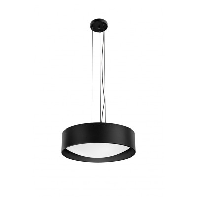 Czarna lampa wisząca Vero z mlecznym szklanym kloszem Kaspa