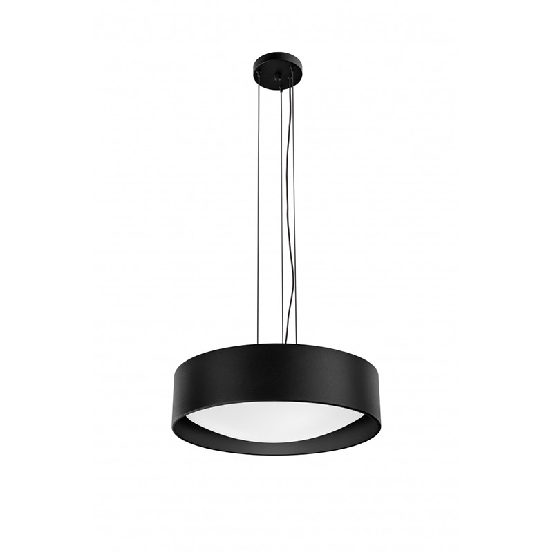 Black hanging lamp Vero with a milky glass shade Kaspa