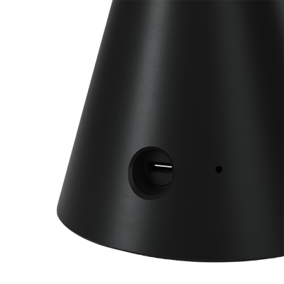 Wireless lamp Cabless11 with a Drop bulb and lampshade finish black Creative-Cables
