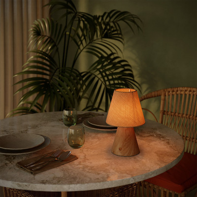 Wireless lamp Cabless11 with a Drop bulb and lampshade finish neutral Creative-Cables