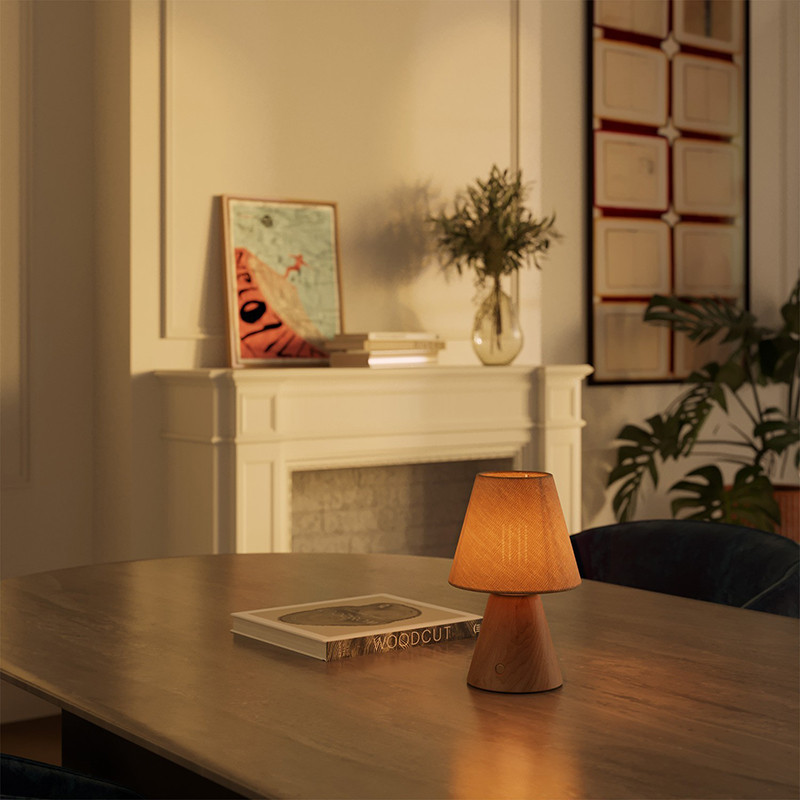 Wireless lamp Cabless11 with a Drop bulb and lampshade finish neutral Creative-Cables