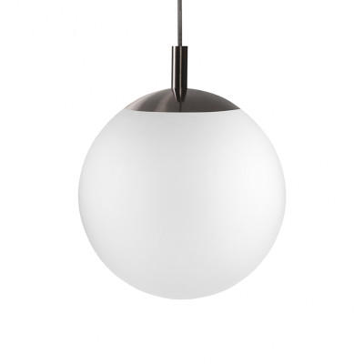 Sufitowa lampa wisząca Alur S z mlecznym szklanym kloszem szczotkowany tytan KASPA