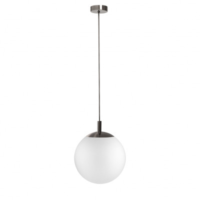 Sufitowa lampa wisząca Alur S z mlecznym szklanym kloszem szczotkowany tytan KASPA