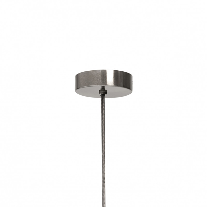 Ceiling hanging lamp Alur S with a milky glass shade brushed titanium KASPA