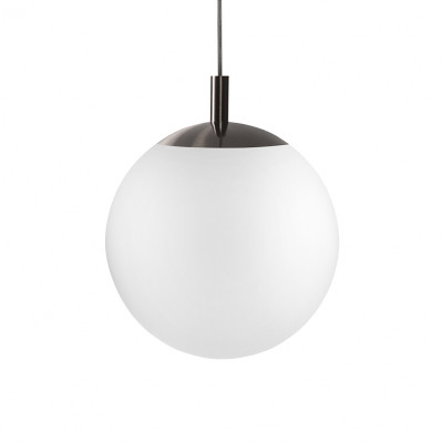 Sufitowa lampa wisząca Alur L z mlecznym szklanym kloszem szczotkowany tytan KASPA