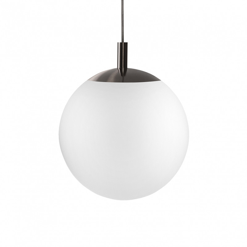Ceiling hanging lamp Alur L with a milky glass shade brushed titanium KASPA