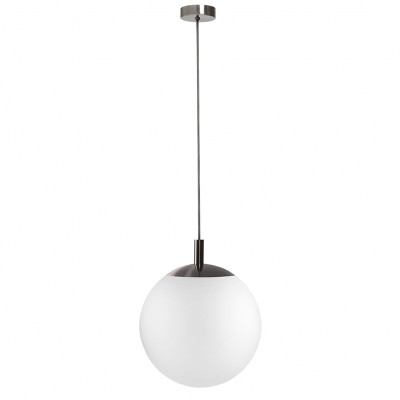 Sufitowa lampa wisząca Alur L z mlecznym szklanym kloszem szczotkowany tytan KASPA