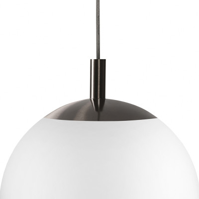 Sufitowa lampa wisząca Alur L z mlecznym szklanym kloszem szczotkowany tytan KASPA
