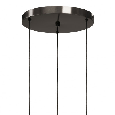 Potrójna sufitowa lampa wisząca Alur 2 z mlecznymi szklanymi kloszemi szczotkowany tytan KASPA