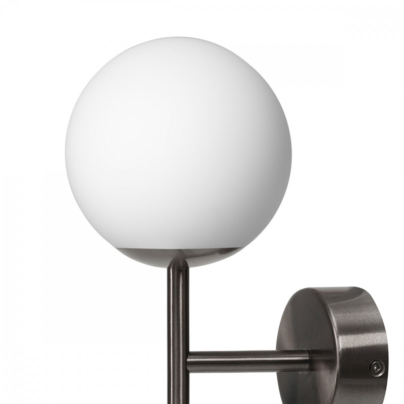 Lampa ścienna Astra Deco Kinkiet z mlecznym kloszem szczotkowany tytan KASPA