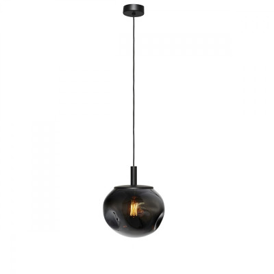 AVIA Black S glass hanging lamp with a smoked irregular shade KASPA