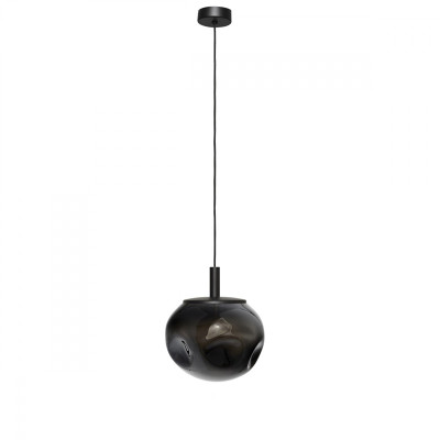 AVIA Black S glass hanging lamp with a smoked irregular shade KASPA