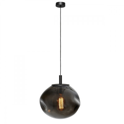 Szklana lampa wisząca Avia Black M z dymionym nieregularnym kloszem czarny KASPA