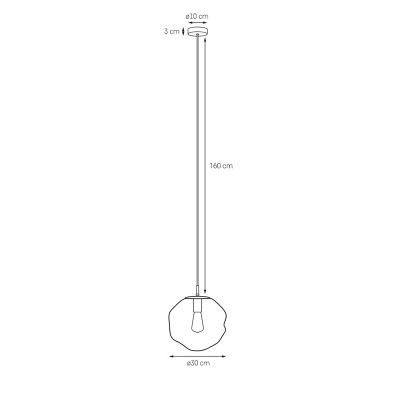 Szklana lampa wisząca Avia Black M z dymionym nieregularnym kloszem czarny KASPA