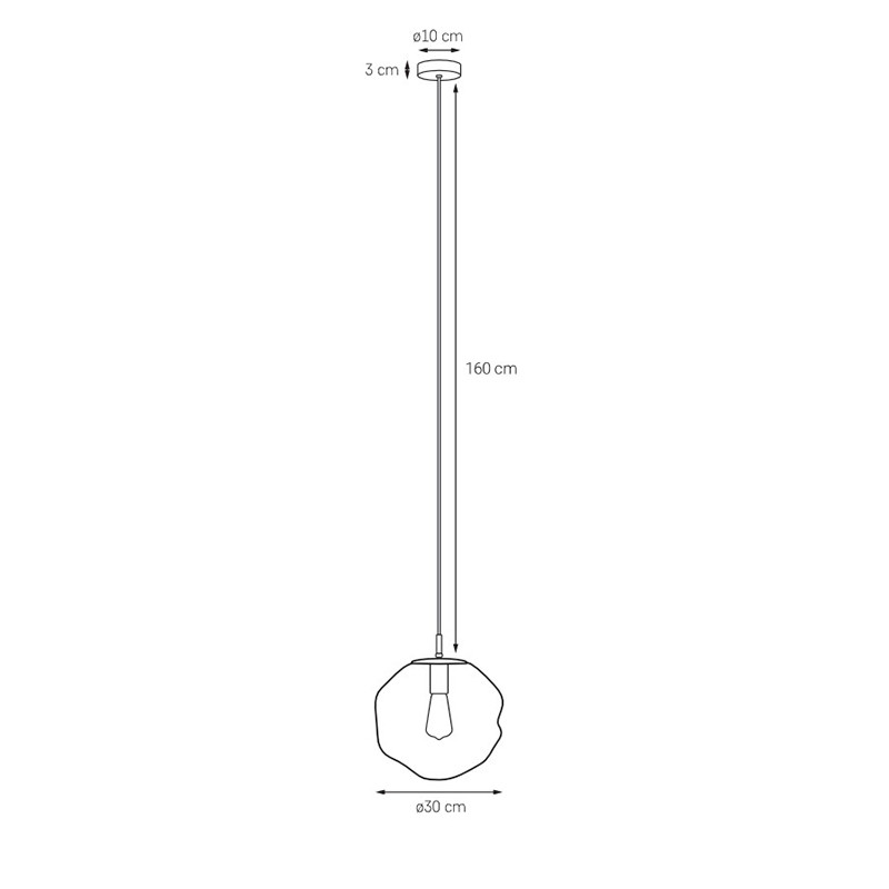 Szklana lampa wisząca Avia Black M z dymionym nieregularnym kloszem czarny KASPA