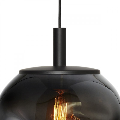 AVIA Black L glass hanging lamp with a smoked irregular shade KASPA